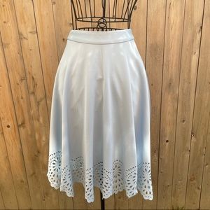Francesca's Midi Skirt Eyelet Cutout Blue Size XS